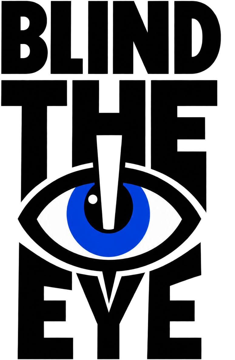 Blind the Eye mark: bold type above a watching eye pierced by a spike